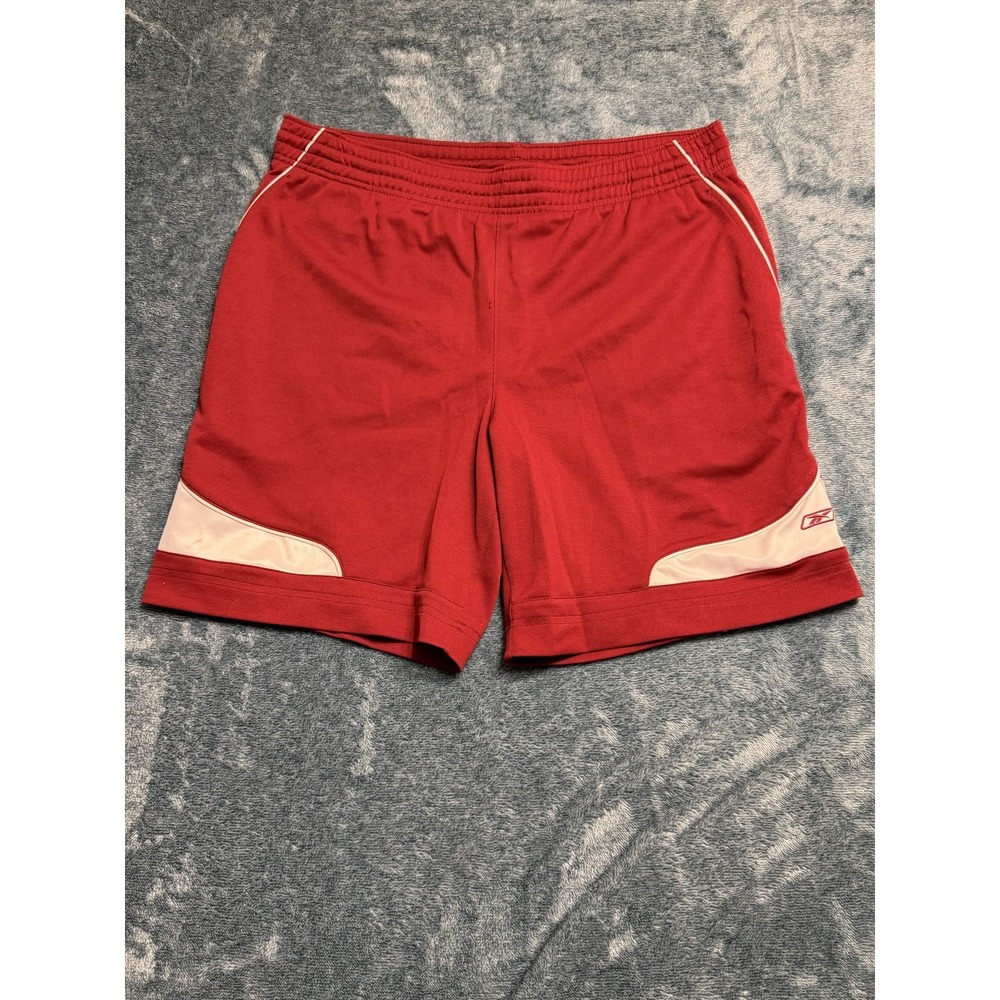 Reebok Athletic Shorts Medium Men Red White Pockets Training Gym Running